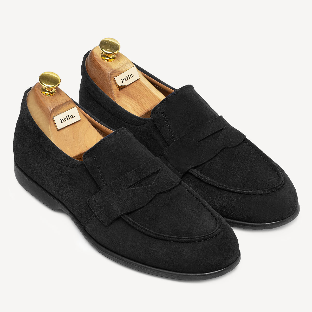 Skórzane zamszowe loafersy męskie Cyrus czarne