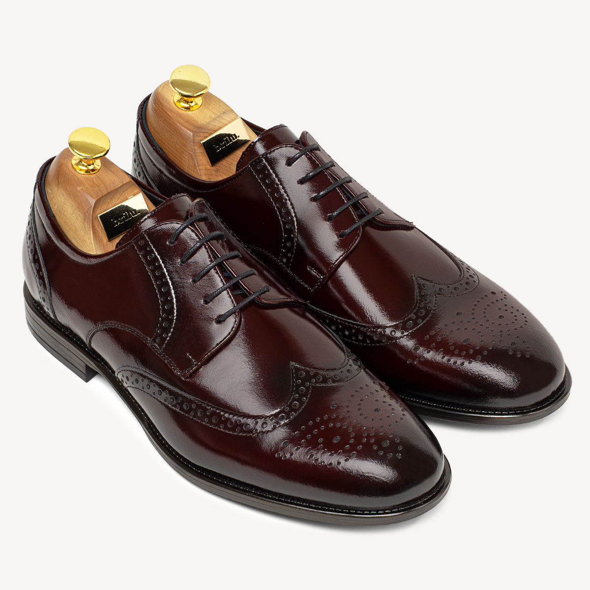 Wizytowe brogsy ze skóry naturalnej Desmond bordowe