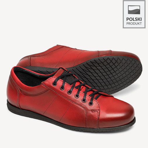 Męskie skórzane półbuty casualowe Dereck czerwone