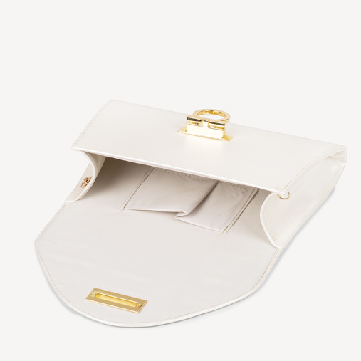 Ślubna perłowa elegancka kopertówka z klamrą Laney ivory
