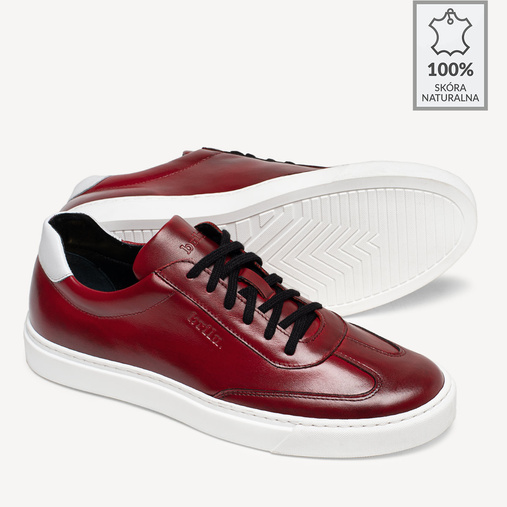 Skórzane sneakersy męskie Maxwell czerwone
