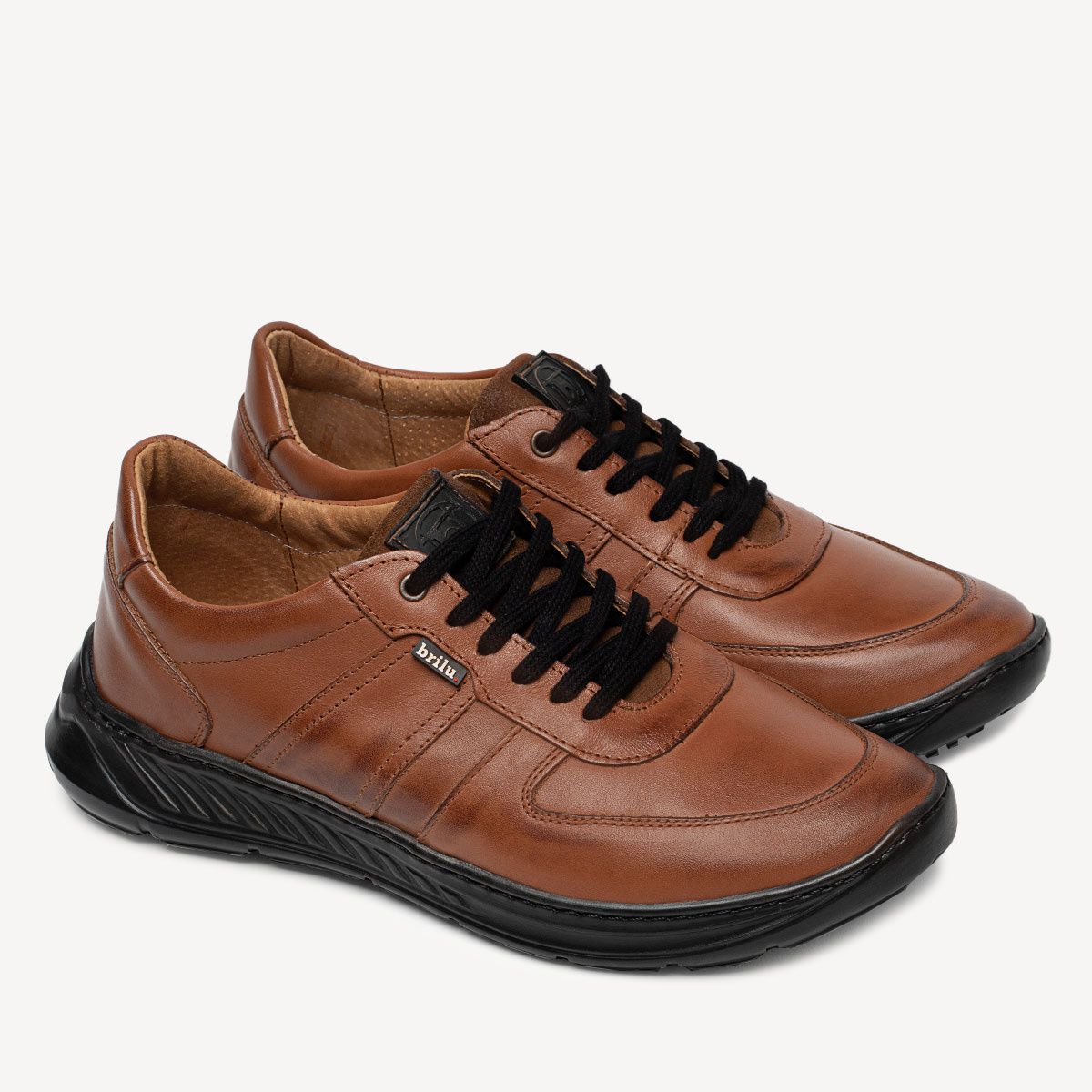 Skórzane sneakersy męskie Spike brązowe