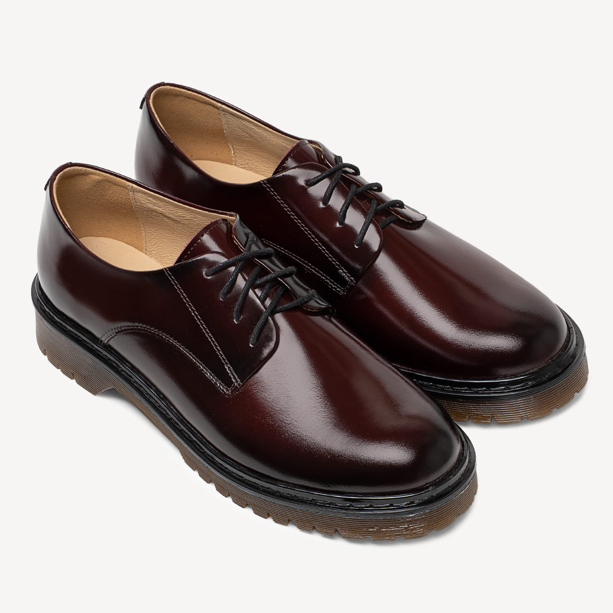 Skórzane glany półbuty damskie Silessia bordowe