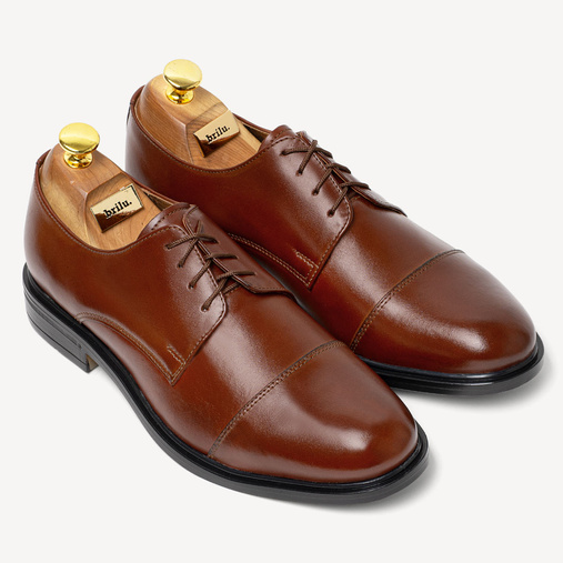 Skórzane wizytowe półbuty męskie derby Harry brązowe