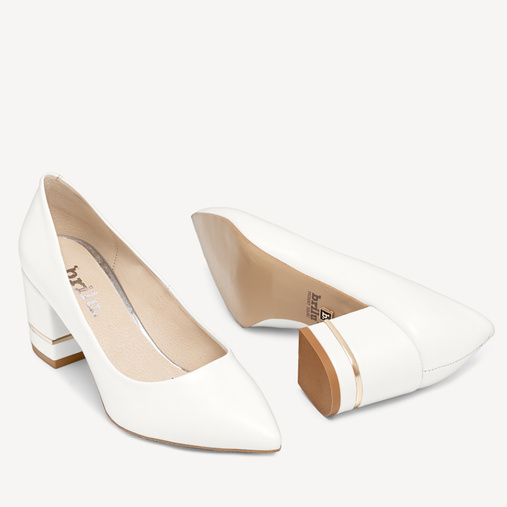 Ślubne czółenka z ozdobnym obcasem Felicia białe