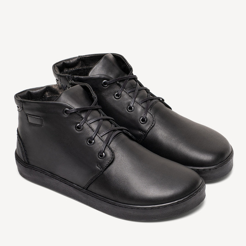 Skórzane trzewiki męskie barefoot Tyrrel czarne