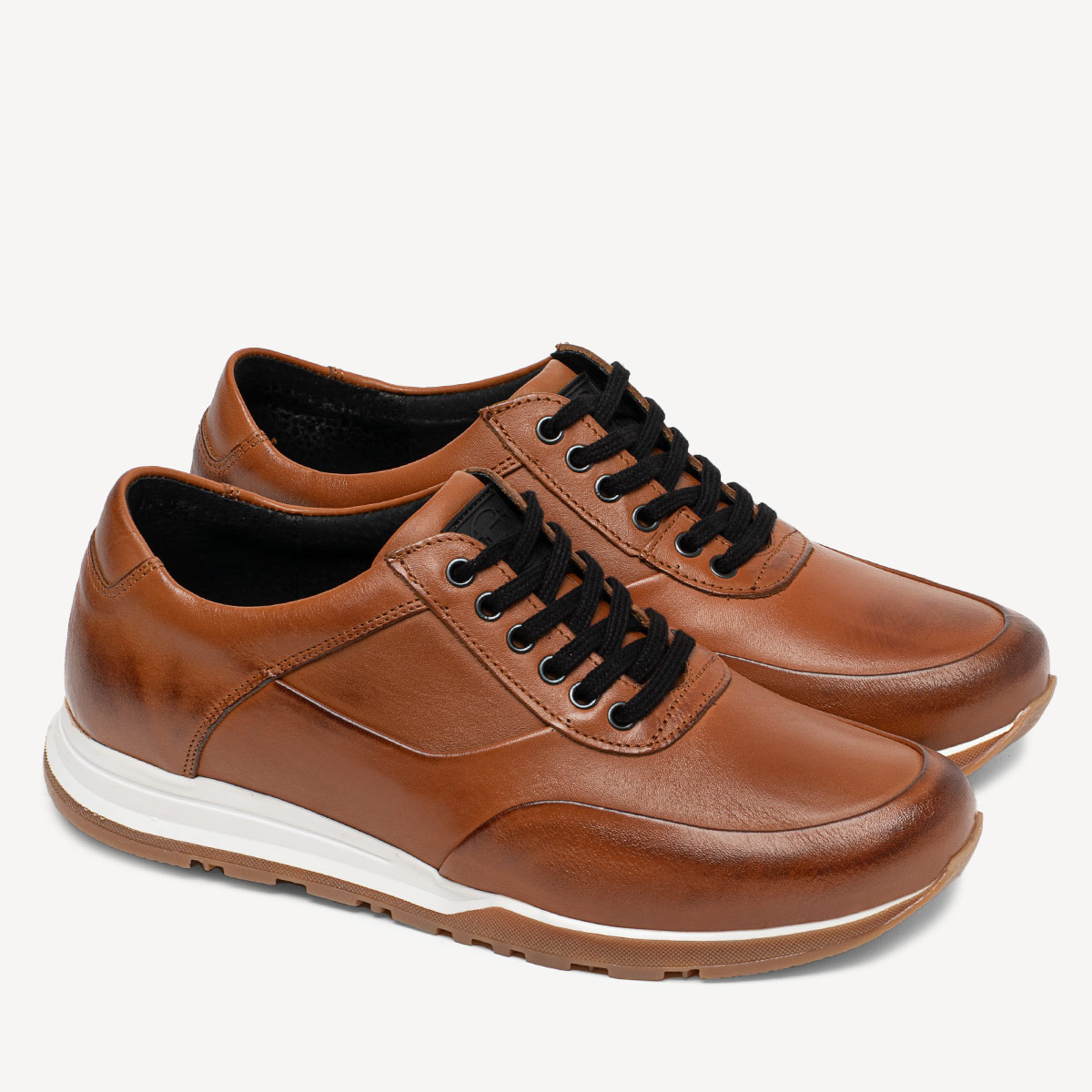 Skórzane sneakersy męskie Tommy brązowe