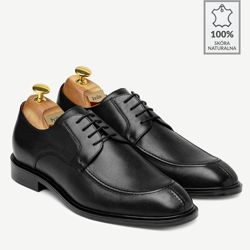 Buty wizytowe skórzane derby Leonardo czarne