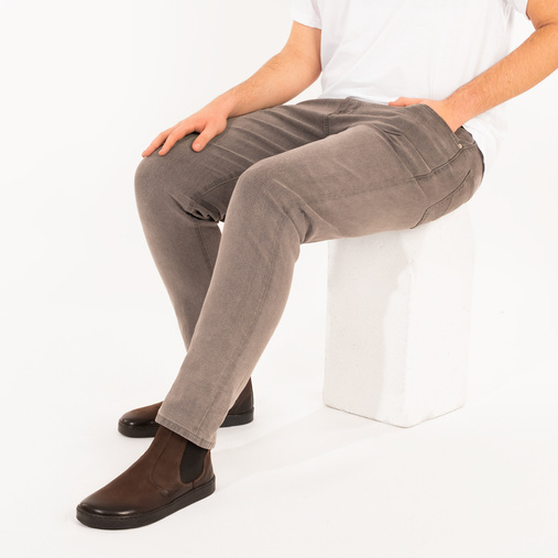 Skórzane sztyblety męskie barefoot Kenneth ciemny brąz