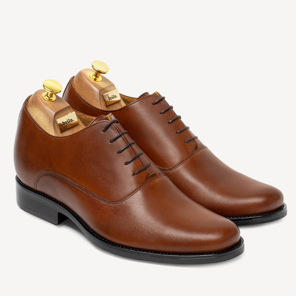 Męskie podwyższające buty wizytowe James brązowe