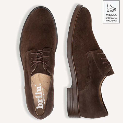 Zamszowe sznurowane półbuty damskie Jennesy brązowe