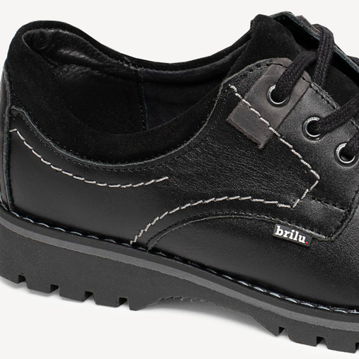 Skórzane półbuty trapery na grubej podeszwie Mateus czarne