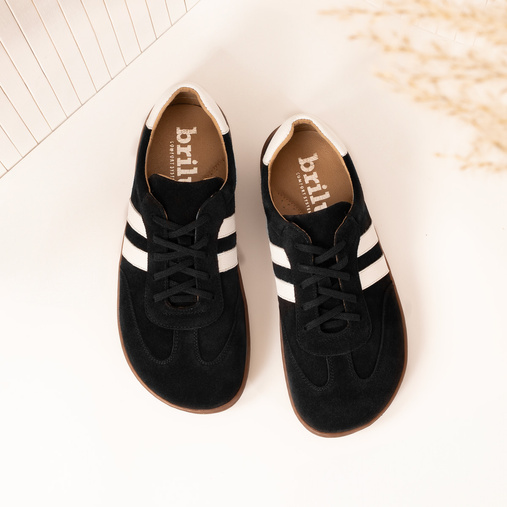 Zamszowe damskie sneakersy barefoot Mocca czarne