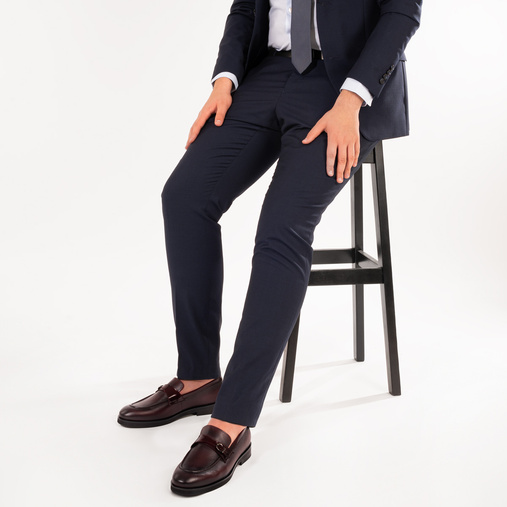 Skórzane loafersy męskie z klamrą Jared bordowe