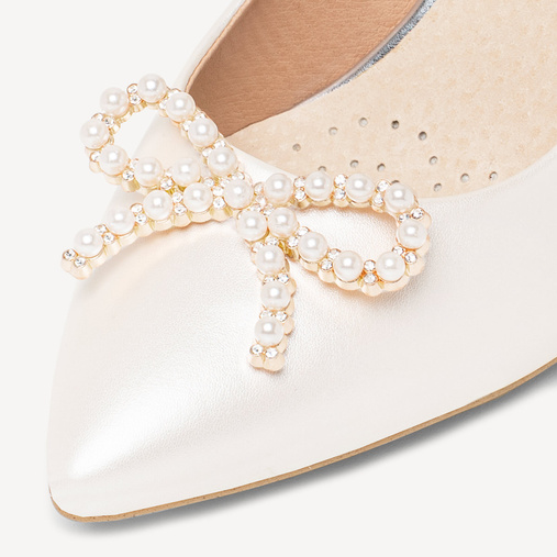 Ślubne perłowe szpilki z ozdobną kokardą Azalea ivory