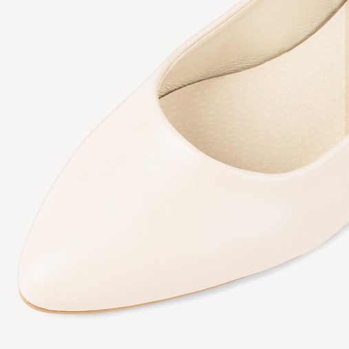 Licowe balerinki ślubne Elmira cieliste ecru