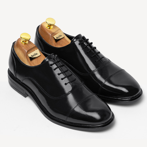 Skórzane wizytowe półbuty męskie oksfordy Artemis czarne