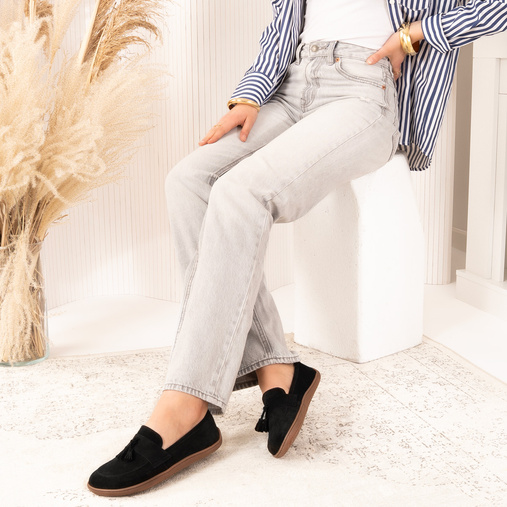 Zamszowe mokasyny damskie barefoot Maraya czarne