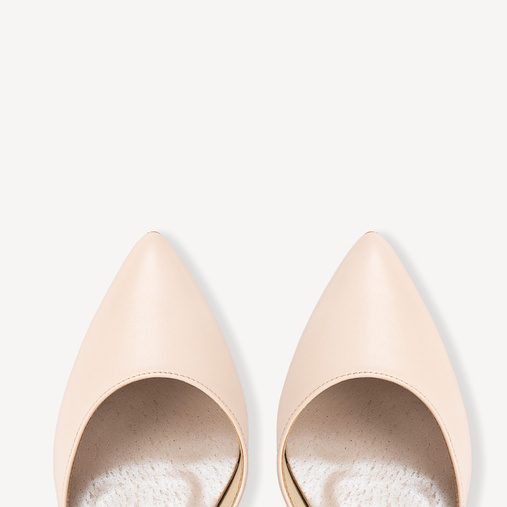 Ślubne balerinki z paskami Cristina cieliste ecru