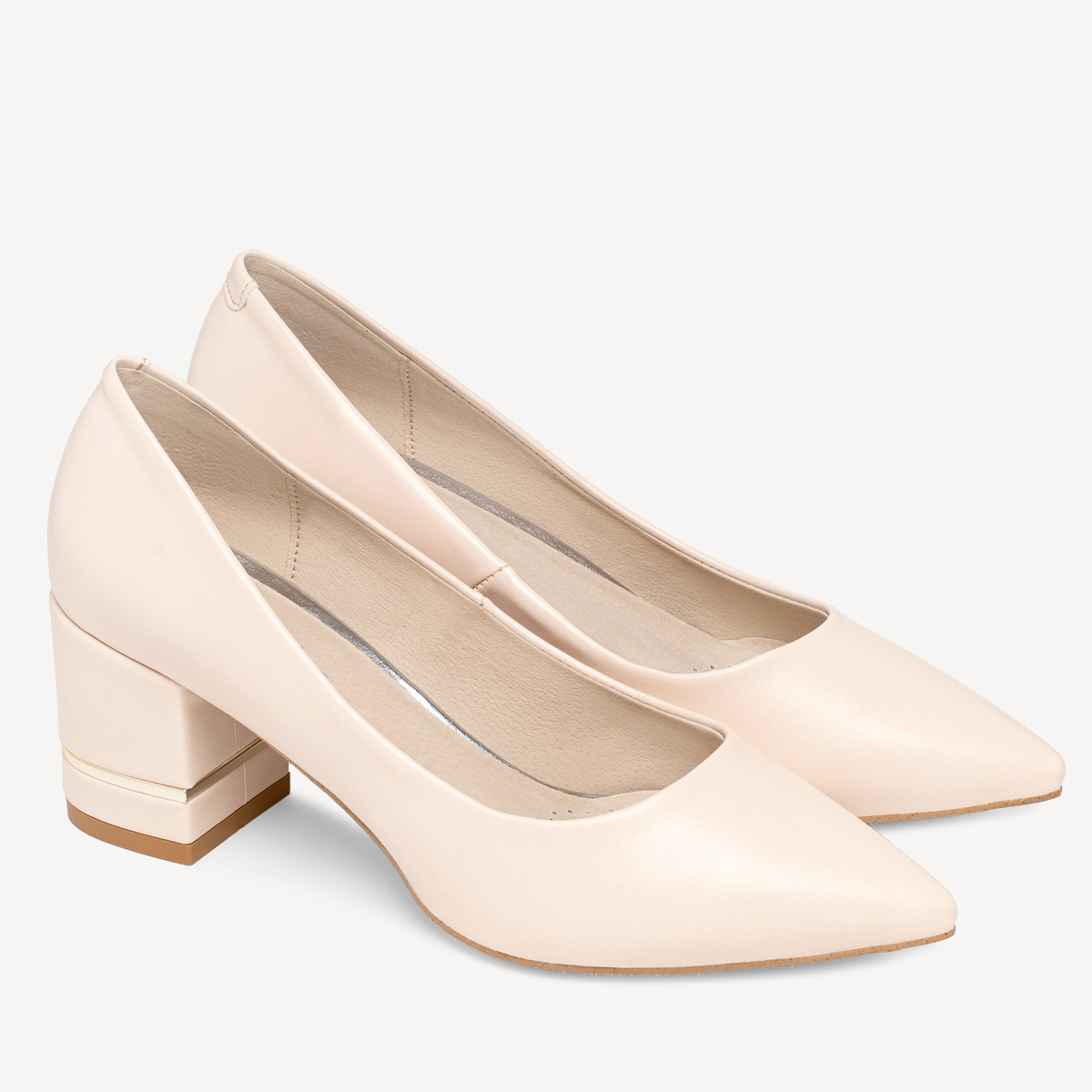 Ślubne czółenka z ozdobnym obcasem Felicia ecru