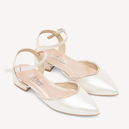 Ślubne perłowe balerinki z cyrkoniami Raisa ivory