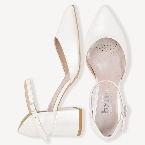 Ślubne perłowe czółenka z paskiem Audrey ivory