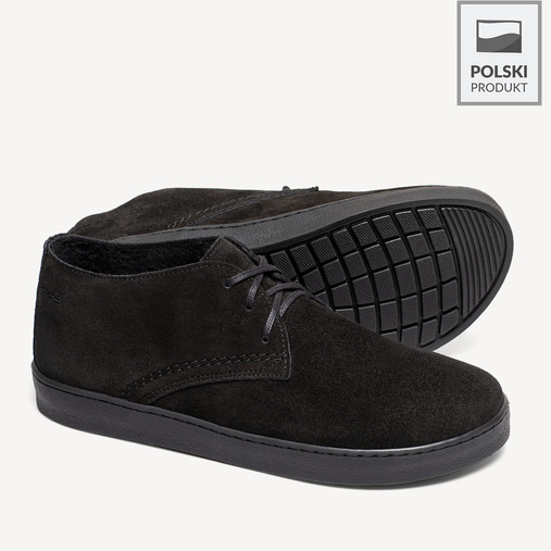 Skórzane zimowe trzewiki barefoot Sean czarne
