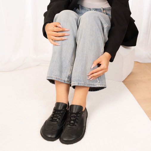 Skórzane damskie sneakersy barefoot Unity czarne