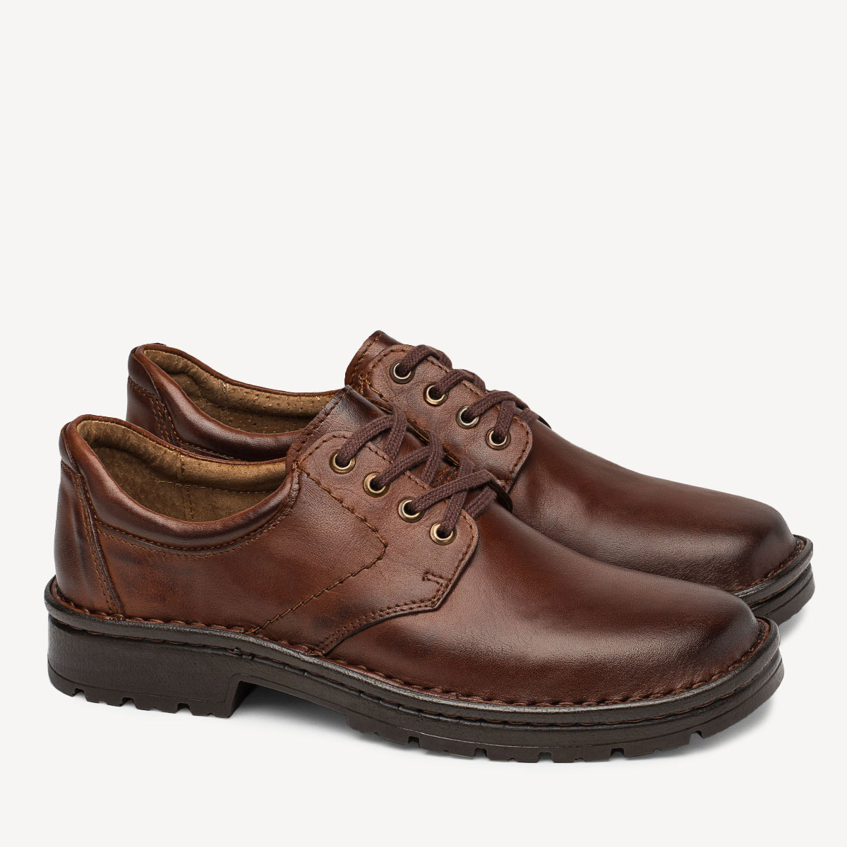 Męskie skórzane półbuty sznurowane Jackson brązowe