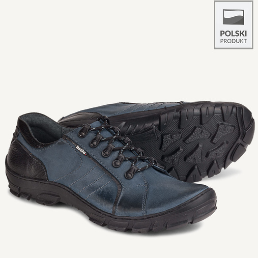 Buty trekkingowe skórzane Hektor niebieskie