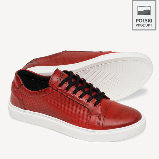 Skórzane sneakersy męskie Phill czerwone
