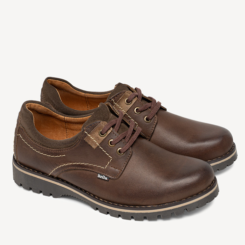 Skórzane półbuty trapery na grubej podeszwie Mateus brązowe