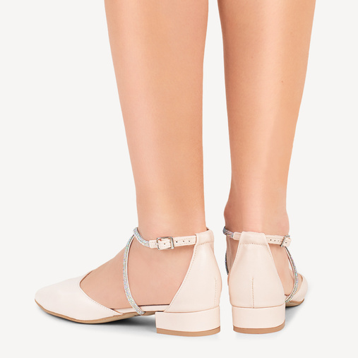 Ślubne balerinki z cyrkoniowymi paseczkami Pricilla cieliste ecru