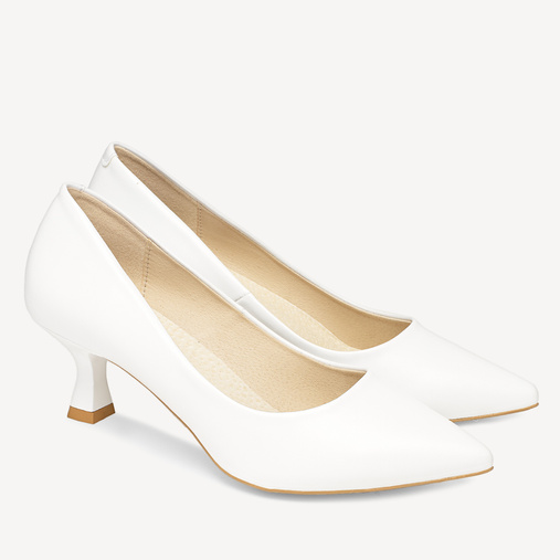 Ślubne licowe klasyczne szpilki Zoya białe