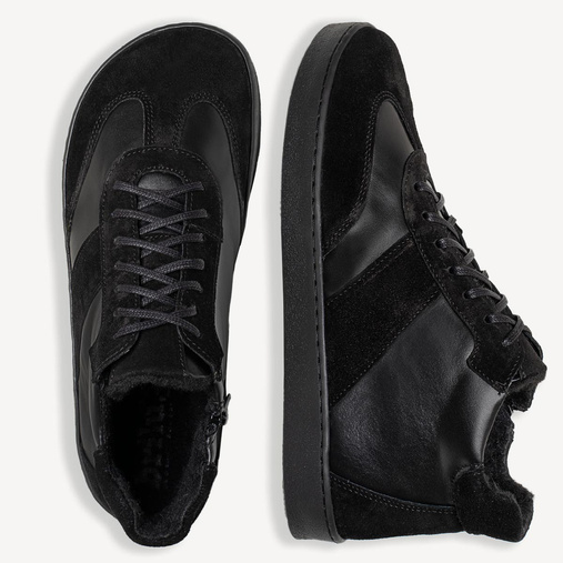 Skórzane zimowe trzewiki barefoot West czarne