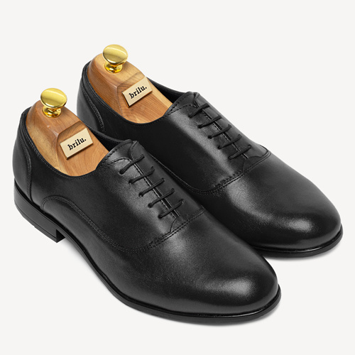 Skórzane wizytowe półbuty męskie oksfordy Royale czarne