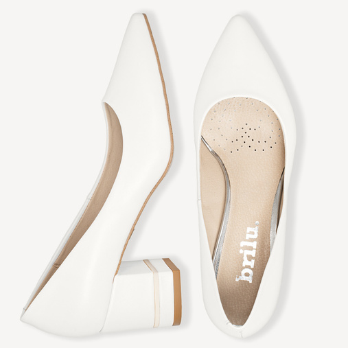 Ślubne czółenka z ozdobnym obcasem Felicia białe