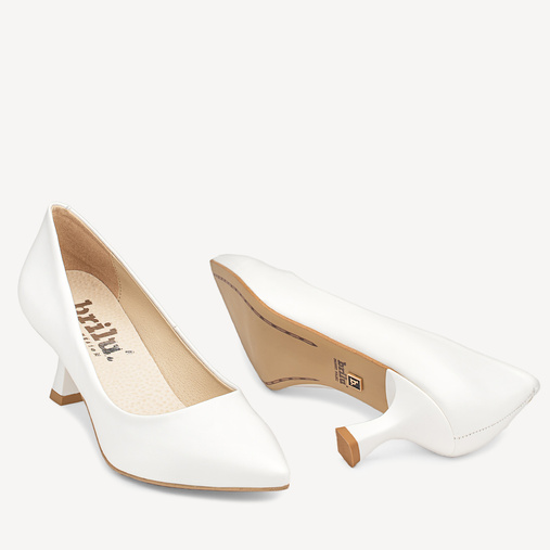Ślubne licowe klasyczne szpilki Zoya białe