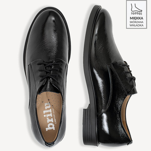 Skórzane lakierowane półbuty damskie Jennesy czarne