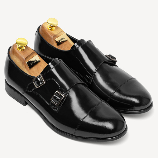 Skórzane półbuty wizytowe monki Feniks czarne