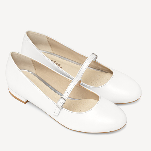 Ślubne balerinki z paskiem Delinah białe