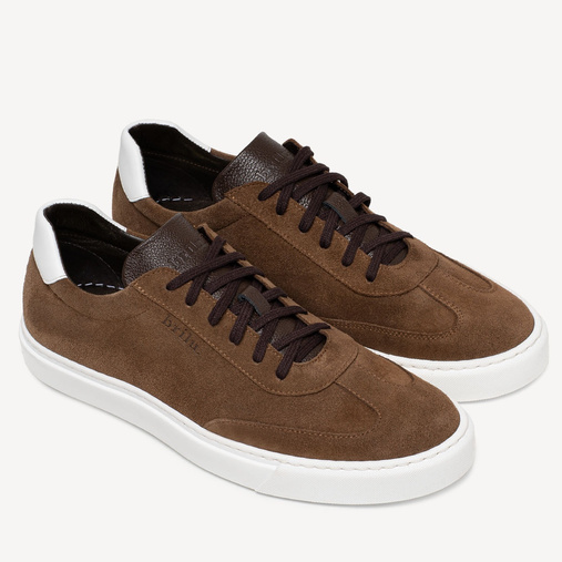 Męskie skórzane zamszowe sneakersy Maxwell brązowe