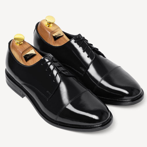 Skórzane wizytowe półbuty męskie derby Harry czarne