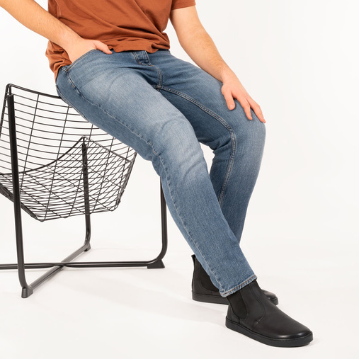 Skórzane sztyblety męskie barefoot Kenneth czarne