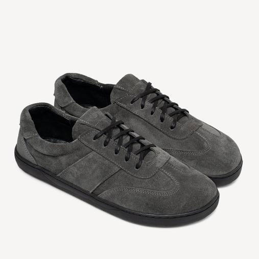 Skórzane minimalistyczne sneakersy barefoot Davos szare