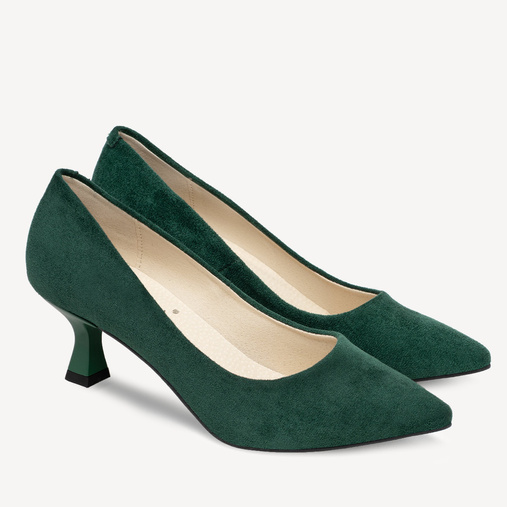 Klasyczne zamszowe szpilki Mathilde zielone