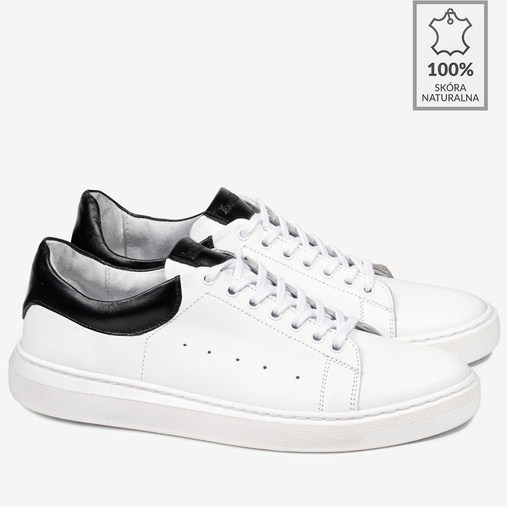 Męskie skórzane sneakersy trampki Drake białe