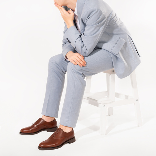 Skórzane wizytowe półbuty męskie oksfordy Barron brązowe