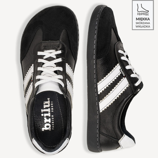 Skórzane minimalistyczne sneakersy barefoot Chelsey czarne