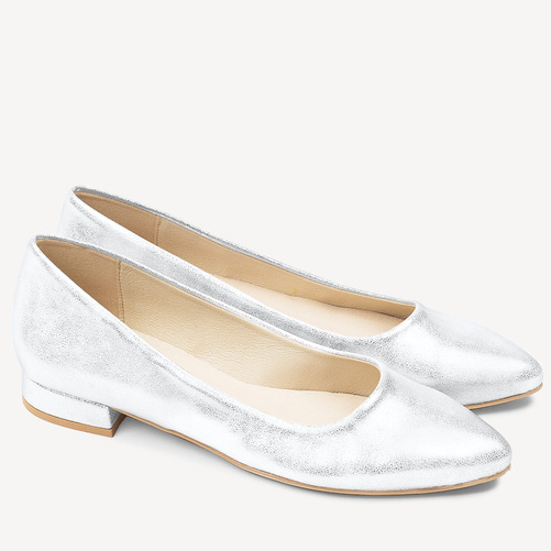 Połyskujące balerinki ślubne Elmira srebrne